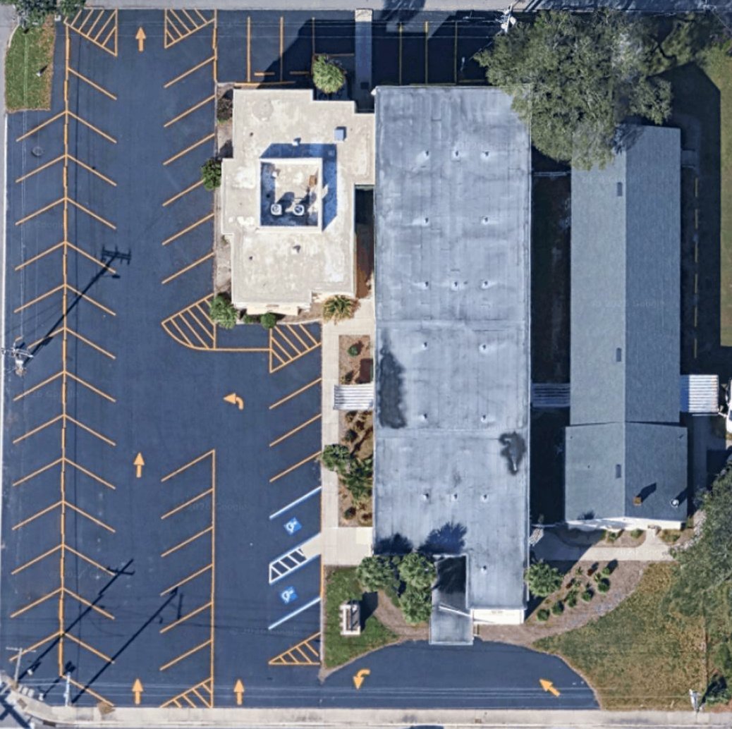 Parking lot satellite view before takeoff